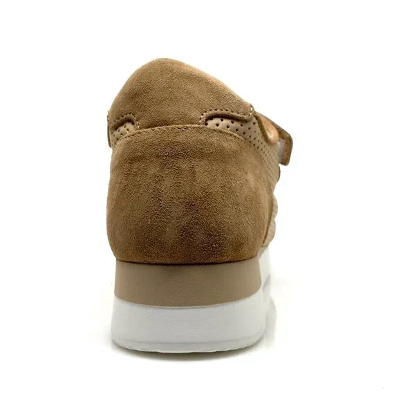 NEW MAX MARA Tan Suede  Leather Velcro Sneakers - Picture 9 of 13